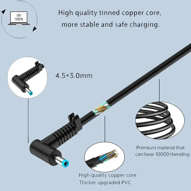 Alt view image 5 of 5 - 150W 19.5V 7.7A Laptop Charger Compatible with HP Omen Victus 15 17 Zbook 15 G4 G5 G6 917649-850 L48757-001 TPN-DA09 TPN-CA11 Power Supply Cord