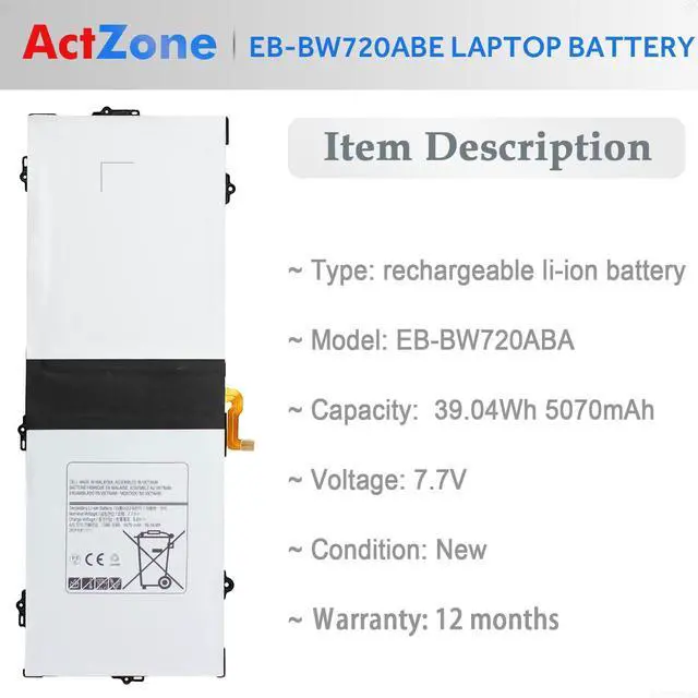 Alt view image 2 of 5 - EB-BW720ABE EB-BW720ABA Chromebook 4 4+ XE310XBA XE350XBA Replacement Battery, 65W USB C Charger for Samsung Galaxy Book Pro 360 NP950QDB NP930QDB