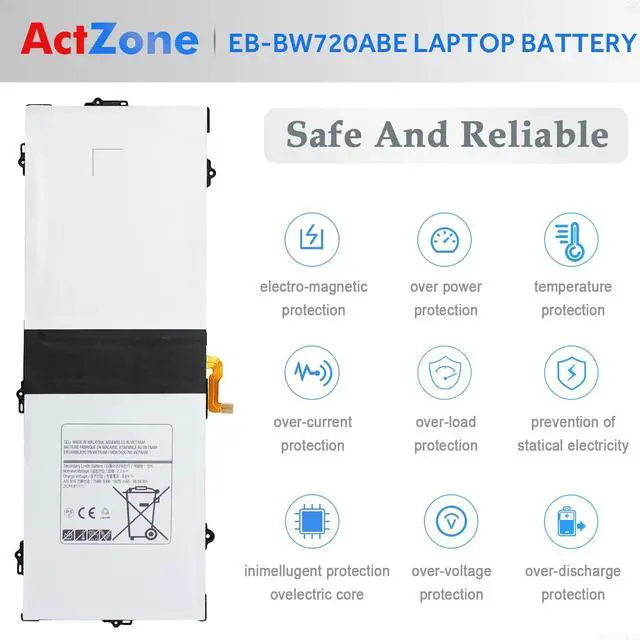 Alt view image 5 of 5 - EB-BW720ABE EB-BW720ABA Chromebook 4 4+ XE310XBA XE350XBA Replacement Battery, 65W USB C Charger for Samsung Galaxy Book Pro 360 NP950QDB NP930QDB