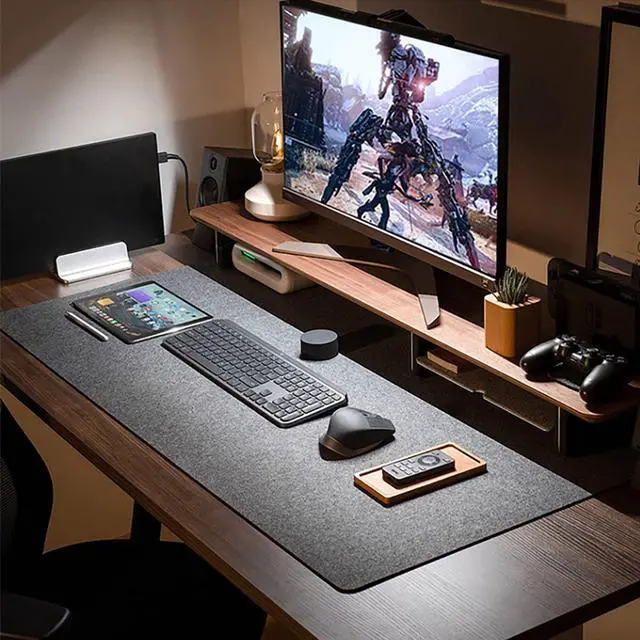 Alt view image 5 of 5 - Large Felt Desk Pad & Glass Mouse Pad