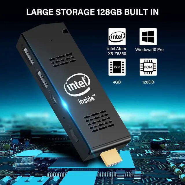 Alt view image 4 of 5 - AIOEXPC PC Stick Mini Computer Stick with Atom Z8350 & Windows 10 Pro 4GB RAM 128GB ROM Support 4K HD, Dual Band WiFi 2.4G/5G, Bluetooh 4.2,Support Auto-On After Power Failure