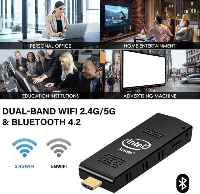 Alt view image 5 of 5 - AIOEXPC PC Stick Mini Computer Stick with Atom Z8350 & Windows 10 Pro 4GB RAM 128GB ROM Support 4K HD, Dual Band WiFi 2.4G/5G, Bluetooh 4.2,Support Auto-On After Power Failure