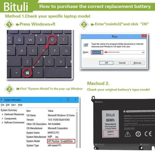 Alt view image 4 of 5 - Bituli 69KF2 Battery Replacement for Dell G7 15 7500 G15 5510 5511 5515 5520 5521 XPS 15 9500 9510 9520 Precision 5550 5560 5570 Alienware M15 R3 R4 M17 R3 R4 7510 7610 7620 P87F P91F P45E