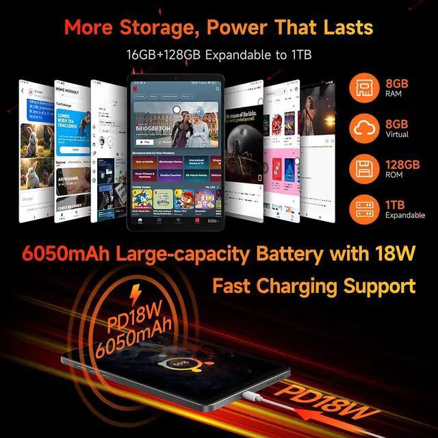 Alt view image 5 of 5 - BNCF 8.4 inch Snapdragon 685 Android 14 Tablet, FHD IPS 1920x1200 Resolution 60Hz Reflex Bpad Mini with Widevine L1, 5MP+32MP Camera, 4G LTE, 6050mAh with Protective Case