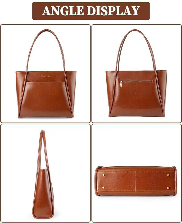 Alt view image 4 of 5 - Blofinche Genuine Leather Purses for Women Real Tote Shoulder Handbag Bag Vintage Grace Style for Work Ladies Laptop Travel