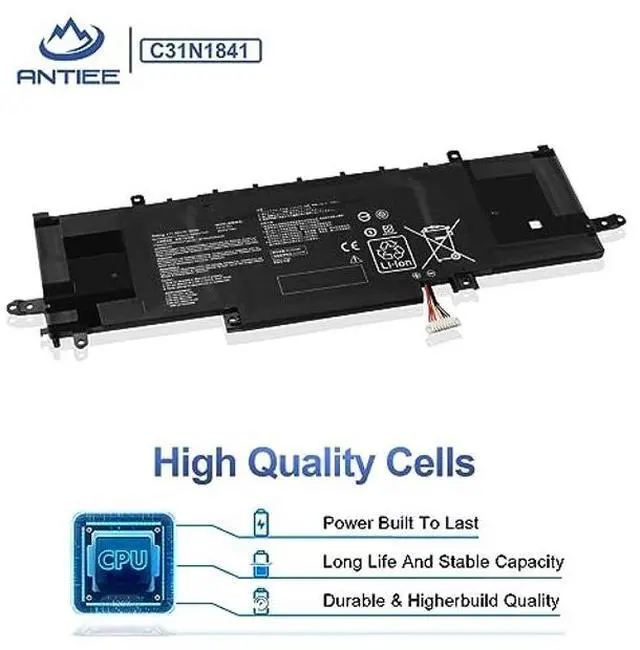 Alt view image 4 of 5 - ANTIEE C31N1841 Laptop Battery for ASUS ZenBook UX333FAC UX334FA UX334FL UM433DA UX433FL UX433FLC UM433IQ UM434DA UX434DA UM434IQ UX434F UX434FL UX434FA UX434FAC UX434FAW UX434IQ Q427FL Q427 Series