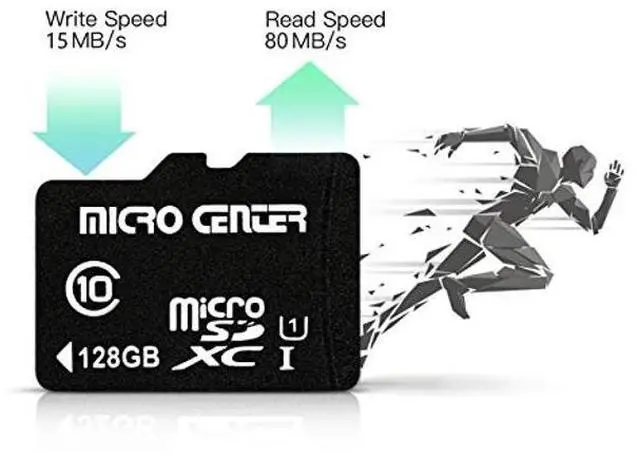 Alt view image 4 of 5 - Micro Center 128GB Class 10 MicroSDXC Flash Memory Card with Adapter for Mobile Device Storage Phone, Tablet, Drone & Full HD Video Recording - 80MB/s UHS-I, C10, U1 (5 Pack)