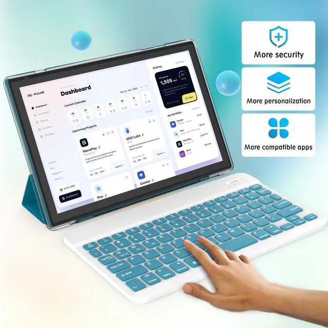 Alt view image 2 of 5 - Tablet with Keyboard Android 15 Tablets 2 in 1 Tablet 18GB+128GB Supports 2TB Expansion 10 inch Tablets include Case Mouse Stylus 6000mAh Battery 2MP+8MP Dual Camera 5G-WiFi-6 Bluetooth 10.1" Tableta