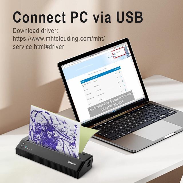 Alt view image 3 of 5 - Bagana Tattoo Stencil Printer Thermal Bluetooth Temporary Tattoo Transfer Printer Wireless Tattoo Machine Kit Compatible with Smartphone & Pc