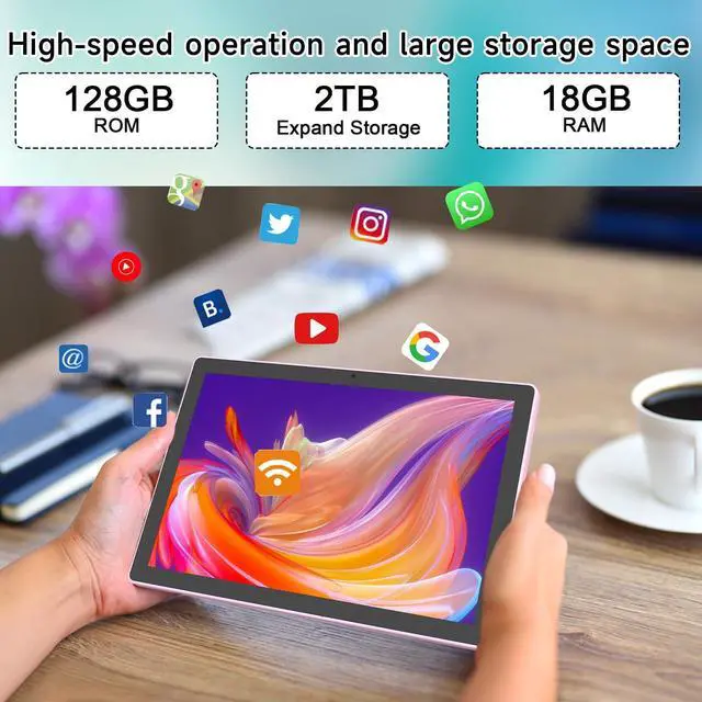 Alt view image 5 of 5 - Tablet with Keyboard Android 15 Tablets 2 in 1 Tablet 18GB+128GB Supports 2TB Expansion 10 inch Tablets include Case Mouse Stylus 6000mAh Battery 2MP+8MP Dual Camera 5G-WiFi-6 Bluetooth 10.1" Tableta