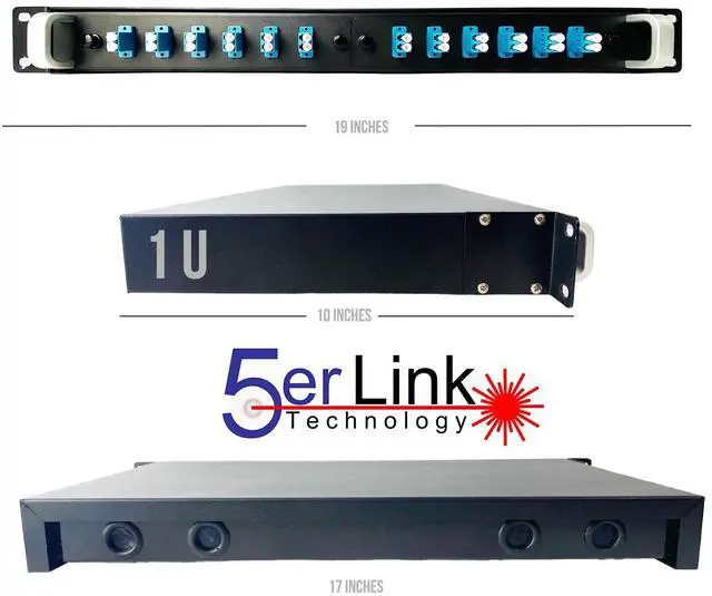 Alt view image 2 of 5 - 24 Strand 1U Fiber Optic Cable Rack Mount Enclosure with 12 LC Duplex Couplers for 19" Racks | Includes Splice Tray and Fusion Splice Sleeves 60mm Long | Fiber Optic Box (LC OS1 with Pigtails)