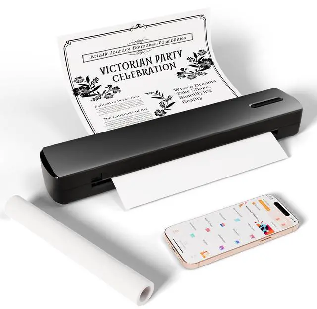 Main image of Wireless Blue-Tooth Inkless Portable Thermal Printer: Supports 8.5'' x 11'' Letter/A4/A5 Sizes, Perfect for Home and Office Compatible with Smartphone & PC
