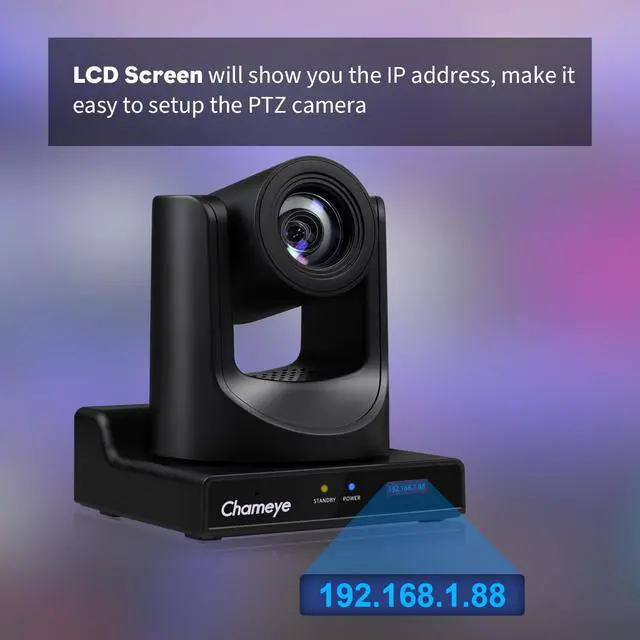 Alt view image 3 of 5 - Chameye HDMI PTZ Camera 20x Optical Zoom AI Auto Tracking PTZ Camera with LCD Display, HDMI 3G-SDI IP 1080P 60fps PoE Live Streaming for Church Worship Education Events, C720 Black