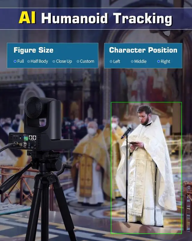 Alt view image 2 of 5 - Chameye HDMI PTZ Camera 20x Optical Zoom AI Auto Tracking PTZ Camera with LCD Display, HDMI 3G-SDI IP 1080P 60fps PoE Live Streaming for Church Worship Education Events, C720 Black