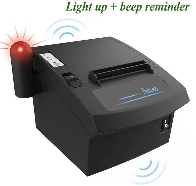 Alt view image 2 of 5 - Aclas 3'1/8 Thermal Receipt Printer with Beep Kitchen Printer 80mm w/Buzzer & Auto Cutter ESC/POS Windows for Retail Receipt Printers (10inches/sec, USB + Ethernet Serial Port)