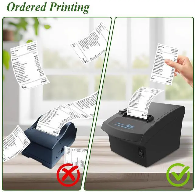 Alt view image 4 of 5 - Aclas 3'1/8 Thermal Receipt Printer with Beep Kitchen Printer 80mm w/Buzzer & Auto Cutter ESC/POS Windows for Retail Receipt Printers (10inches/sec, USB + Ethernet Serial Port)