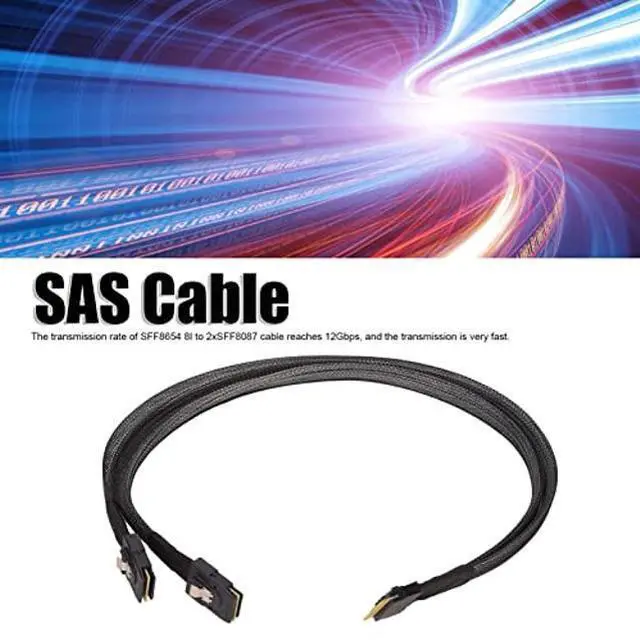 Alt view image 2 of 5 - Acogedor Mini SAS Cable, SFF8654 8i to 2xSFF8087, 12Gbps, 0.5m, 32AWG, Server Compatible