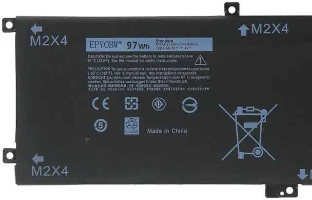 Alt view image 2 of 4 - EPYOBW 6GTPY Laptop Battery 97Wh Compatible with Dell XPS 15 9550 9560 9570 7590 / Inspiron 15 7500 7501 7590 7591 / Vostro 7500 / Precision 5520 5530 5540 5510 Series 5XJ28 05XJ28 H5H20 GPM03