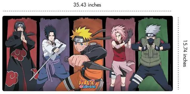 Alt view image 2 of 4 - ABYSTYLE Naruto Shippuden Group Iconic Characters Gaming Mousepads 35" x 16" Non Slip Rubber Mouse Pads Office Rectangle Mouse Mat Gift