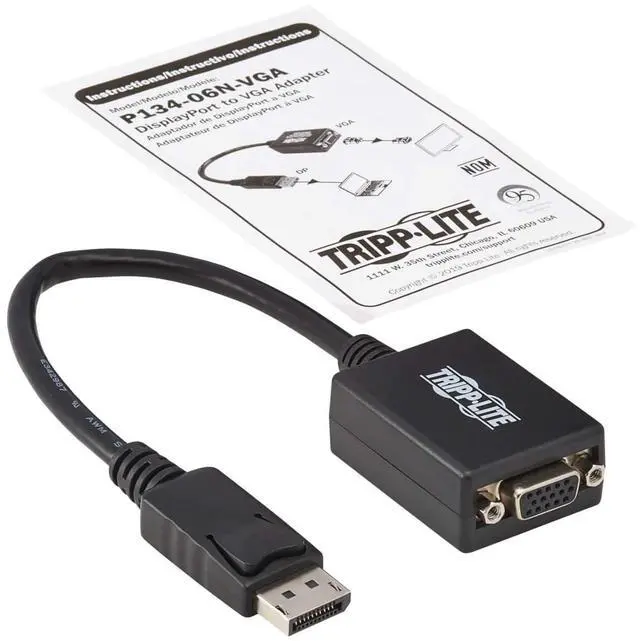 Alt view image 5 of 5 - Tripp Lite DisplayPort to VGA Adapter Converter Active M/F 6In 50 Pack
