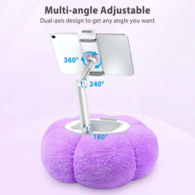 Alt view image 3 of 5 - CreaDream Pumpkin Tablet Pillow Stand Holder for Kindle iPad, Adjustable Phone Pillow Stand for Lap Bed with Detachable Snack Bowl, Compatible with 4.7"-13" Tablet, iPad, iPhone, Samsung Tabs, Kindle
