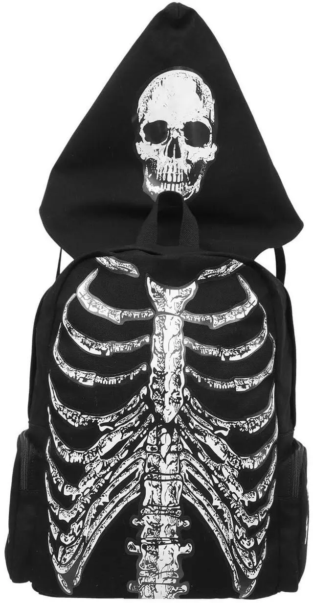 Main image of BEOSOFLOY Punk Skull Black Vintage Backpack Gothic Ribcage Skeleton Laptop Bag EMO Backpack for Men and Women