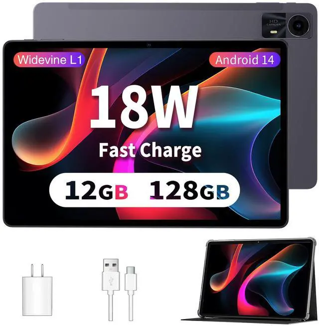 Main image of ECOPAD Tablets 11 inch Android 14 Tablet with Case, Octa-core 12GB RAM+128GB ROM,8000mAh Tablet with Dual Band WiFi/BT 5.0/GPS/PD Fast Charge/FM Radio - Black