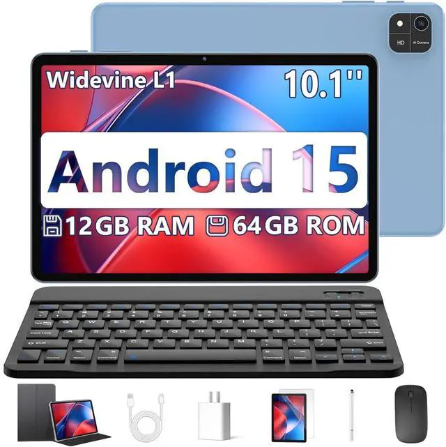10 inch Android 15 Tablet, 12GB RAM 64GB ROM 2TB Expand, 2in