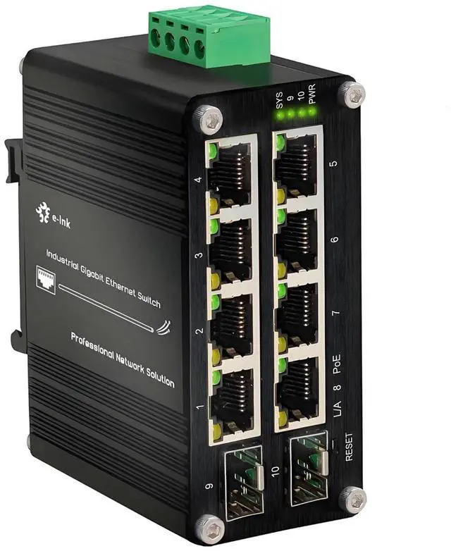 Main image of Industrial Passive 24V 8 Ports PoE Switch with 2 SFP Slot, 10/100/1000Mbps Gigabit PoE Switch Supporting Din Rail, 24V Input 24V Output Passive Switch