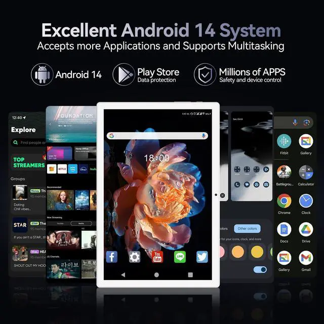 Alt view image 2 of 5 - ANTEMPER Android 14 Tablets 10 Inch, 5G WiFi Tablet Mit 8GB RAM+128GB ROM(1TB TF),2 in 1 Tablet with Keyboard Mouse Pen-Octa-Core2.0Ghz | 6000mAh | 1080FHD | 13MP Camera | WLAN GPS OTG Typ-c-Sliver