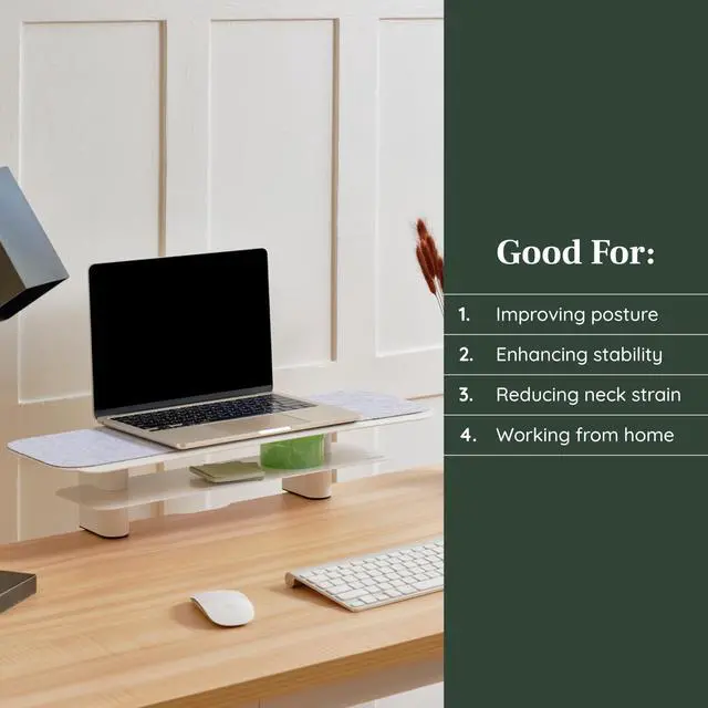 Alt view image 4 of 5 - Branch Monitor Stand - Elegant, Durable Powder-Coated Steel Stand with Soft Felt Liner - Small Monitor Riser Second Tier Storage - Installs with a Universal Clamp for Ergonomic Workspace - Charcoal