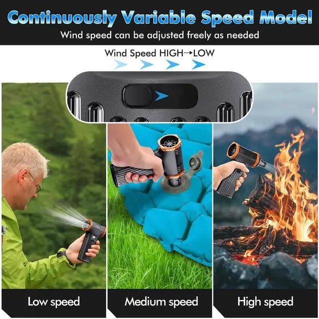 Alt view image 3 of 5 - CAPNEW 15000RPM Electric Air Duster: Continuously Variable Speed Powerful Blower for Computers Cleaning - Fast Charging 8000mAH Portable Turbo Fan for Home Outdoor Car Office - Gift for Men