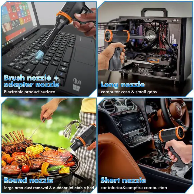 Alt view image 5 of 5 - CAPNEW 15000RPM Electric Air Duster: Continuously Variable Speed Powerful Blower for Computers Cleaning - Fast Charging 8000mAH Portable Turbo Fan for Home Outdoor Car Office - Gift for Men