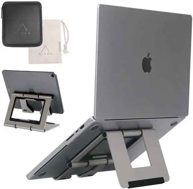Main image of Rmour Portable Laptop Stand for Desk Aluminum Desk Accessories for Women | Unlimited Adjustable Angle & Height MacBook Laptop for Home Office Accessories (Gray)