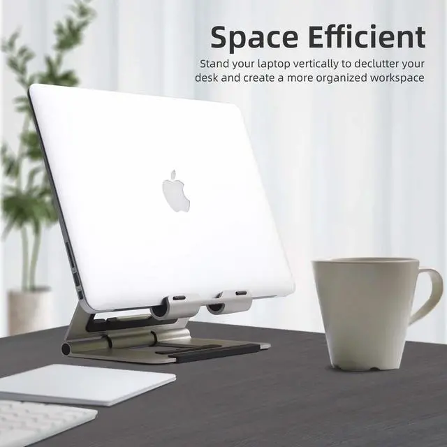 Alt view image 4 of 5 - Rmour Portable Laptop Stand for Desk Aluminum Desk Accessories for Women | Unlimited Adjustable Angle & Height MacBook Laptop for Home Office Accessories (Gray)