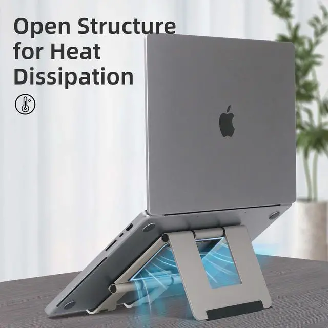 Alt view image 5 of 5 - Rmour Portable Laptop Stand for Desk Aluminum Desk Accessories for Women | Unlimited Adjustable Angle & Height MacBook Laptop for Home Office Accessories (Gray)