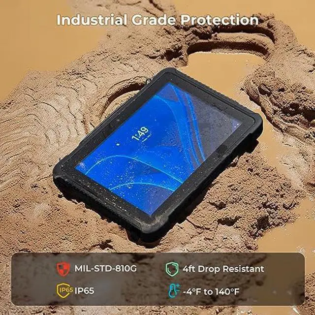 Alt view image 4 of 5 - MUNBYN Rugged Tablet IRT08, 10.1 inch Windows Tablet, Windows 11 Pro, 8GB+128GB, Intel N5100,Sunlight Readable, 4G LTE GPS Heavy Duty Industrial Outdoor Work PC, BT5.1 Wi-Fi, 2Y Protection