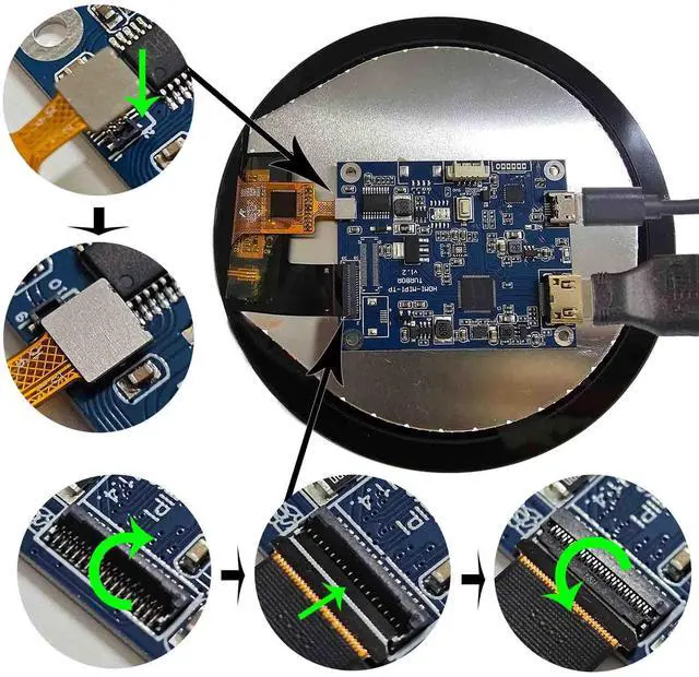 Alt view image 3 of 5 - FanyiTek 3.4 inch 800x800 IPS MIPI 330nit Round LCD Touch Screen and 39 pins Controller Board