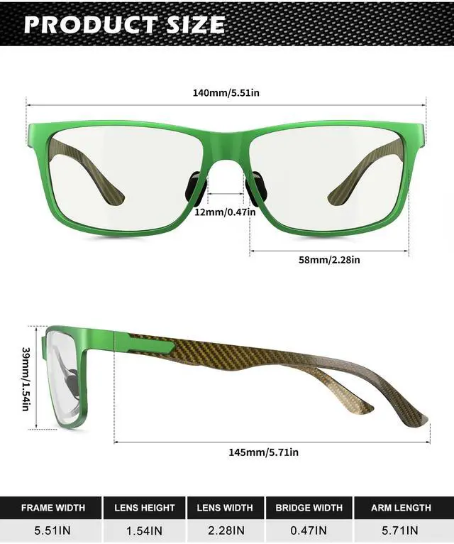 Alt view image 5 of 5 - ANYLUV Blue Light Blocking Glasses Men Computer Gaming Glasses Lightweight Al-Mg Metal Anti Eyestrain Eye Protection