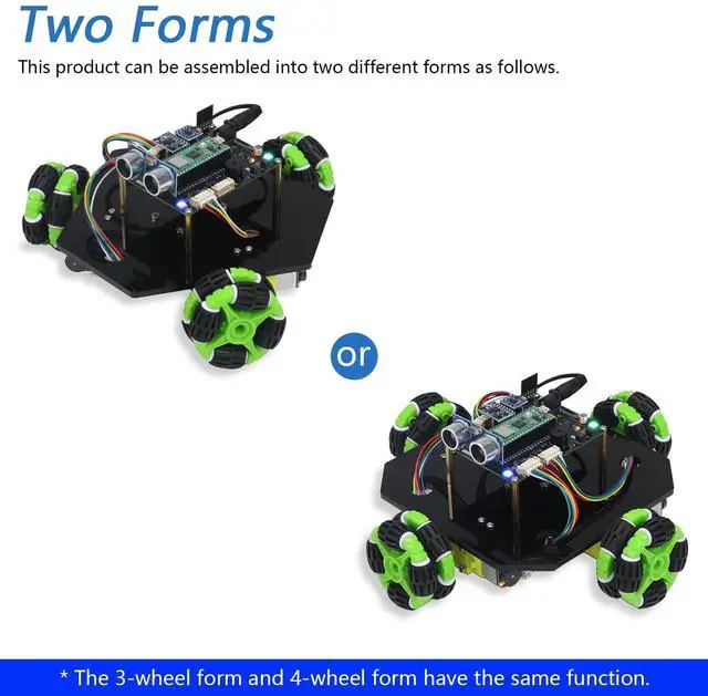 Alt view image 3 of 5 - Freenove Omni Wheel Car Kit for Raspberry Pi Pico W (Included) (Compatible with Arduino IDE), 3-Wheel and 4-Wheel Forms, Accelerometer Module, Compass Module, Ultrasonic Distance Sensor