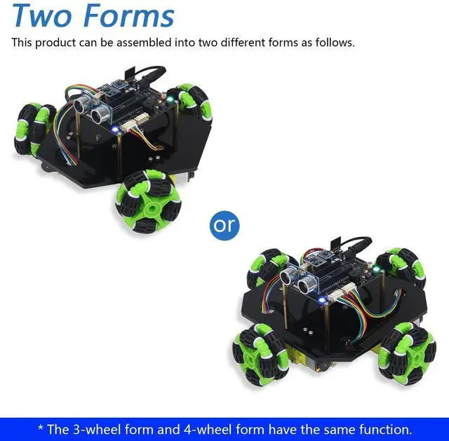 Alt view image 3 of 5 - Freenove Omni Wheel Car Kit for Raspberry Pi Pico 1 2 W (Not Included) (Compatible with Arduino IDE), 3-Wheel and 4-Wheel Forms, Accelerometer Module, Compass Module, Ultrasonic Distance Sensor