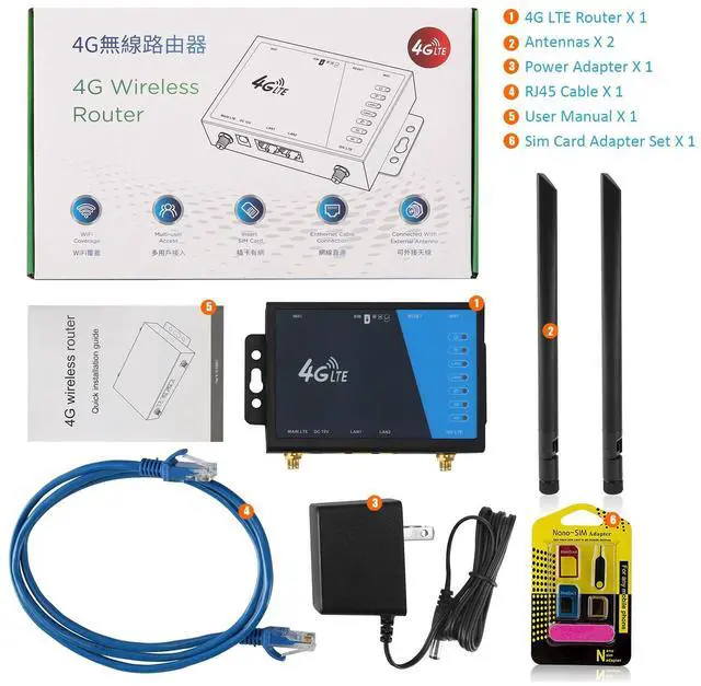 Alt view image 5 of 5 - Dionlink 4G LTE Router [Detachable Antennas Version], Modem with SIM Card Slot Unlocked, Mobile Hotspot Support AT&T and T-Mobile, 2-Antenna Wireless Wi-Fi Router