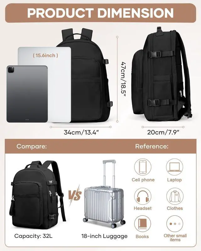 Alt view image 5 of 5 - coofay Vacuum Backpack Travel with Pump Airback Vacpack Backpack with Vacuum Seal Backpacks Traveling Backpacks Vacuum Compression Air Travel Bag Carry on Luggage