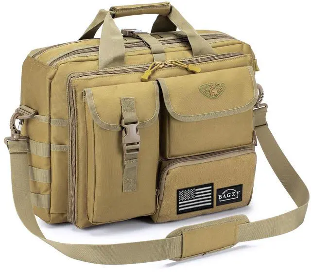 Main image of BAGZY Tactical Laptop Bag for Men Multifunctional Tactical Briefcase, Men's Military Messenger Bag 14 Inch Kaqi