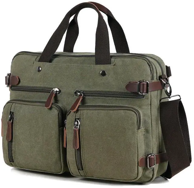 Main image of CROCOD 3 in 1 Convertible Laptop Backpack, 17.3 inch Messenger Bag for Men, Work Briefcase Travel Computer Bag for Men Women (Green, 17.3 Inch)