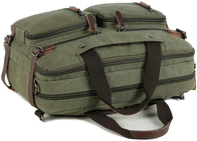 Alt view image 2 of 5 - CROCOD 3 in 1 Convertible Laptop Backpack, 17.3 inch Messenger Bag for Men, Work Briefcase Travel Computer Bag for Men Women (Green, 17.3 Inch)