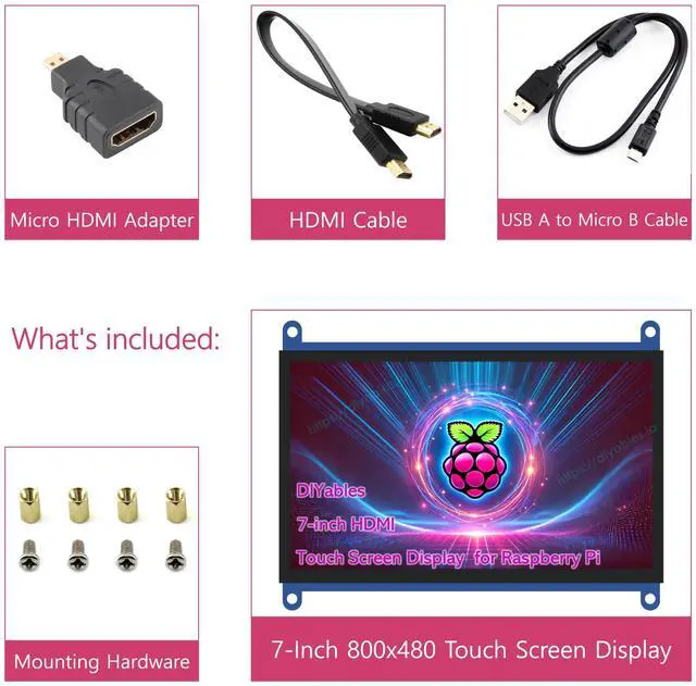 Alt view image 4 of 5 - DIYables 7-Inch Touch Screen Display for Raspberry Pi - HDMI Interface LCD Monitor for IoT, Robotics, and STEM Projects
