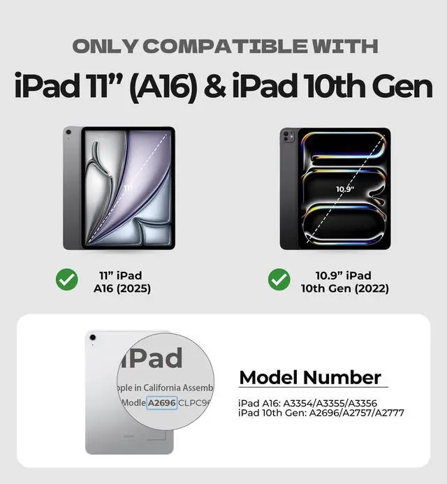 Alt view image 2 of 5 - Dexnor for iPad (A16) 11th/10th Generation Case with Keyboard Ultra-Light Magnetic Detachable Folio Keyboard Cover Multi-Touch Trackpad Backlit for iPad 10th Gen 10.9" (2022)/11th Gen (2025), Black