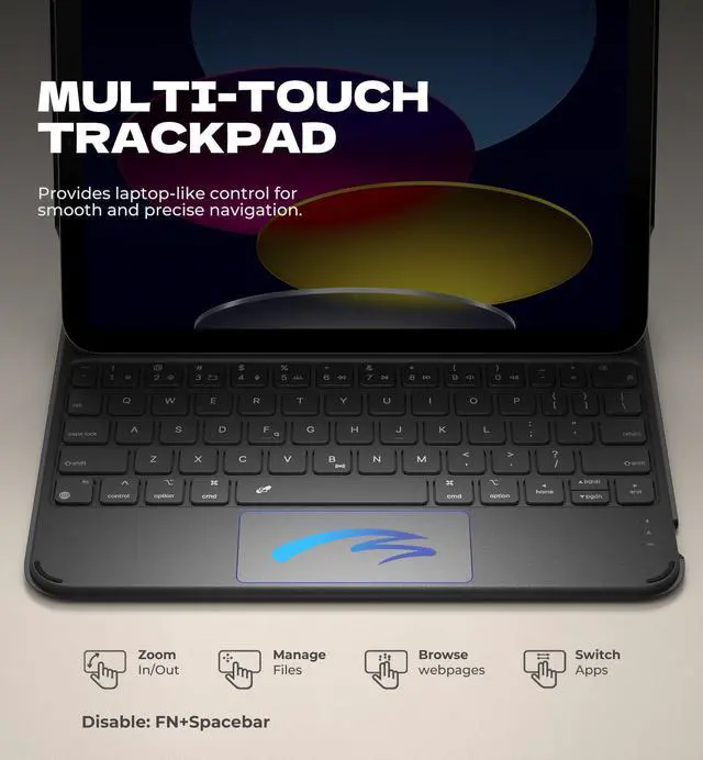 Alt view image 5 of 5 - Dexnor for iPad (A16) 11th/10th Generation Case with Keyboard Ultra-Light Magnetic Detachable Folio Keyboard Cover Multi-Touch Trackpad Backlit for iPad 10th Gen 10.9" (2022)/11th Gen (2025), Black