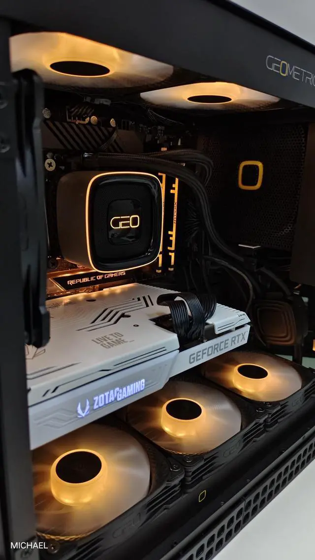 Alt view image 3 of 5 - Geometric Future M4 King Arthur White mid/Mini Tower, E-ATX/ATX Gaming Case, Glass/ 1.2mm Steel, Vertical Air Tunnel Design, Type C, 360/240 Radiator, Vertical GPU Mount, GEO-M4-KAW(PC Case ONLY)